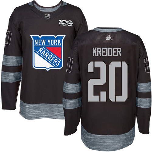 Adidas Rangers #20 Chris Kreider Black 1917-100th Anniversary Stitched NHL Jersey - Click Image to Close
